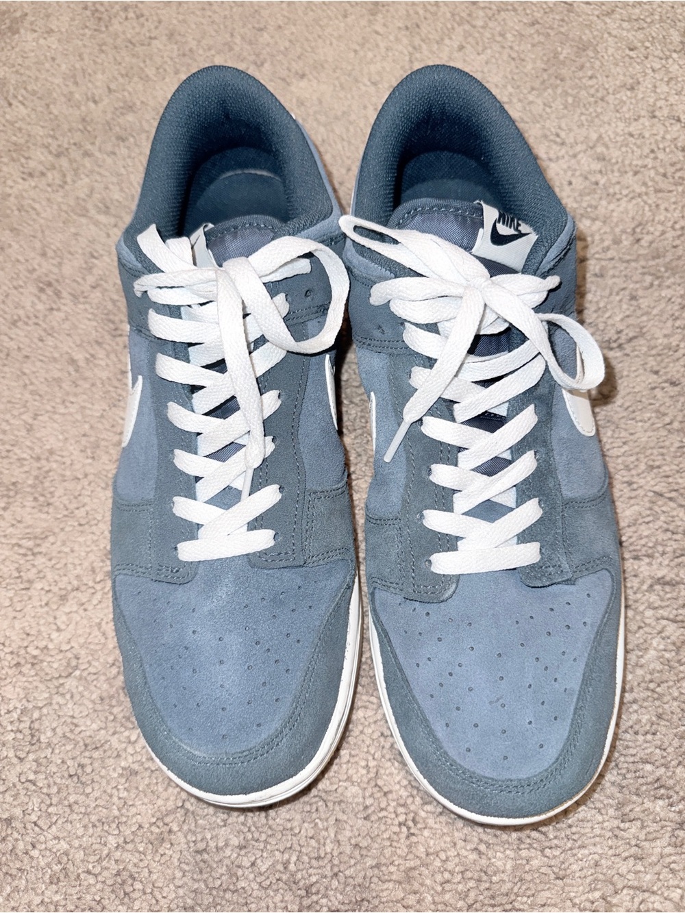 Nike Men’s Slate Blue Suede Low-Top Sneakers with White Swoosh